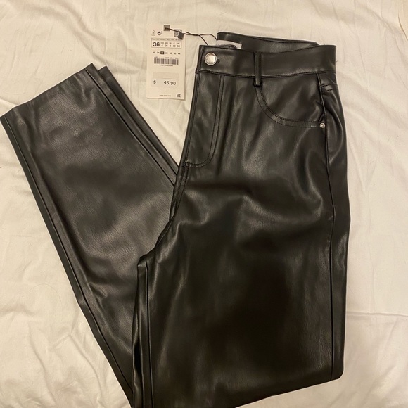 NWT Zara faux leather pants size 4 - Picture 2 of 6